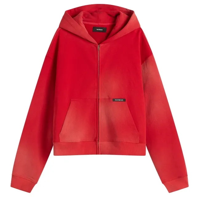 Nahmias Men's Sunfade Boxy Zip-Up Hoodie Sunfade Cherry Fleece