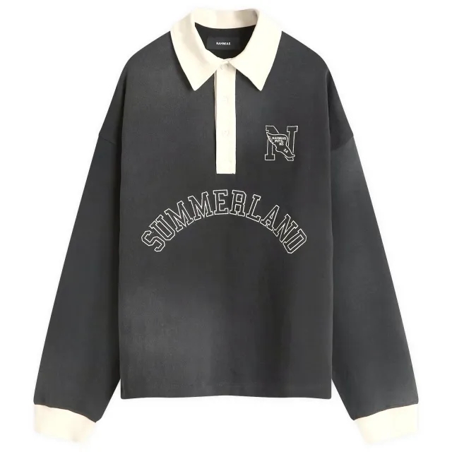 Nahmias Men's N Long Sleeve Polo Black Terry