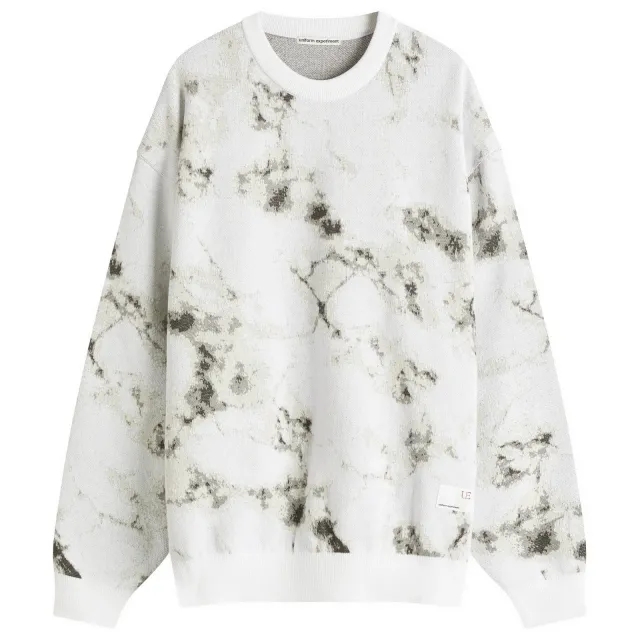 Uniform Experiment Men's Marble Jacquard Knit Sweater White