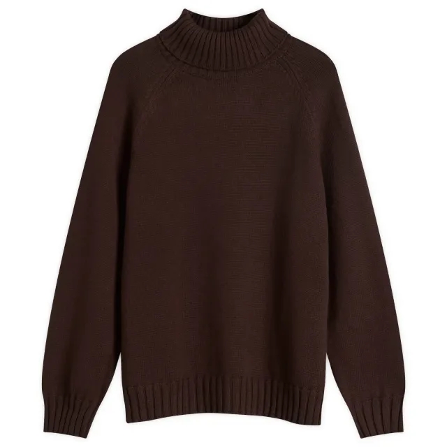 DONNI. Women's Cotton Cashmere Turtleneck Jumper Espresso