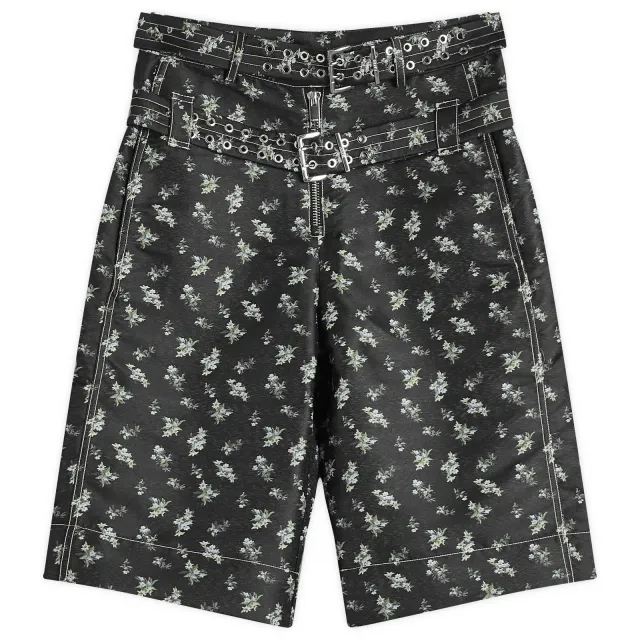 GANNI Women's Floral Jacquard Long Shorts Black