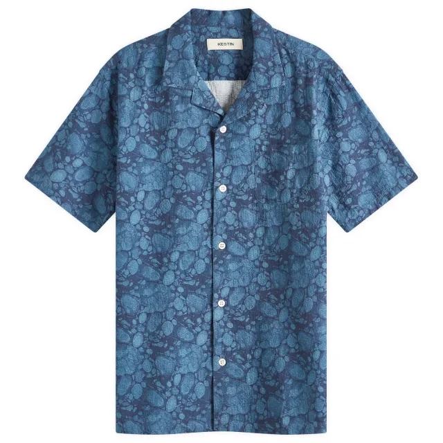 Kestin Men's Crammond Marble Print Shirt Blue Marble