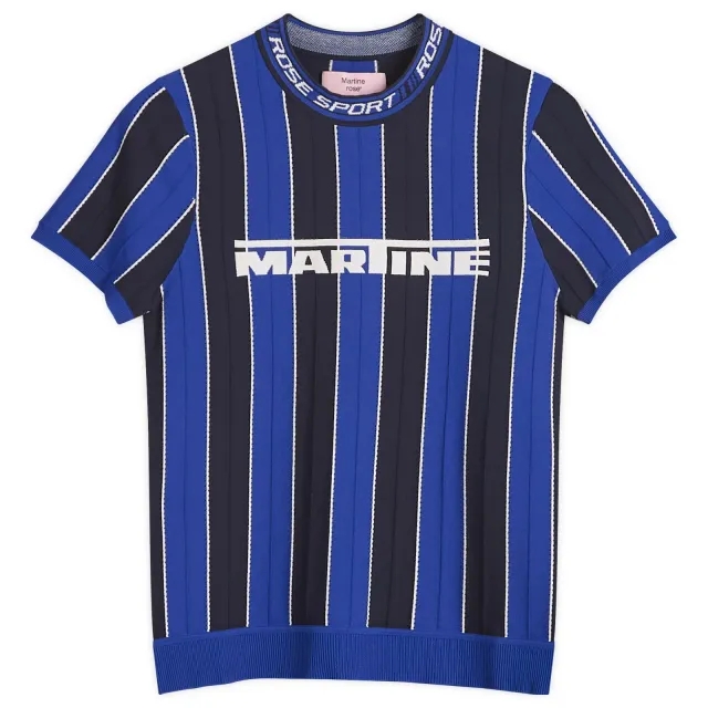 Martine Rose Women's Logo Moto T-Shirt Blue