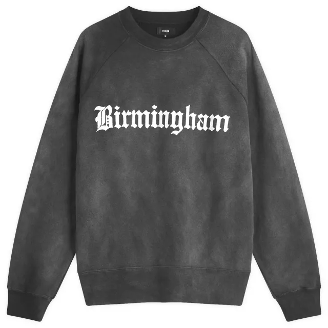 BEAMS Men's Faded Print Raglan Sweat Black