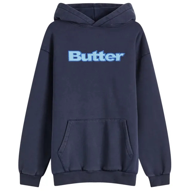 Butter Goods Men's Nylon Logo Applique Hoodie Navy