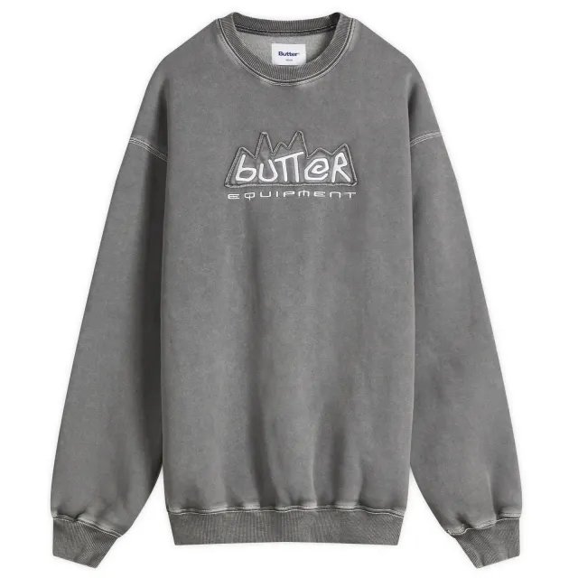 Butter Goods Men's Equipment Applique Crew Sweatshirt Washed Black