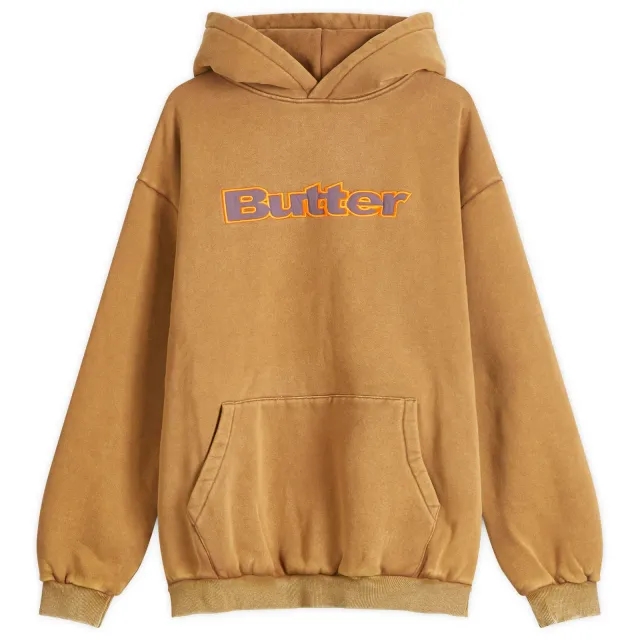 Butter Goods Men's Nylon Logo Applique Hoodie Brown