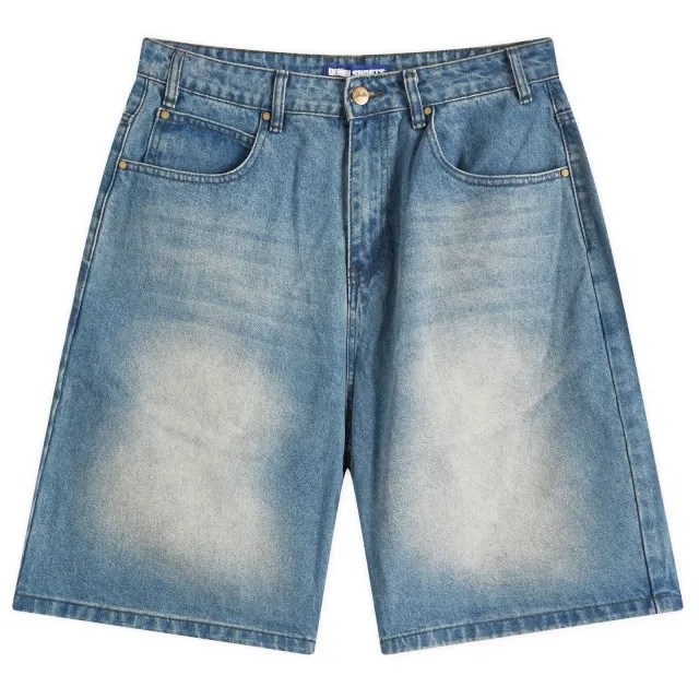 Butter Goods Men's Warped Denim Shorts Washed Mid Blue