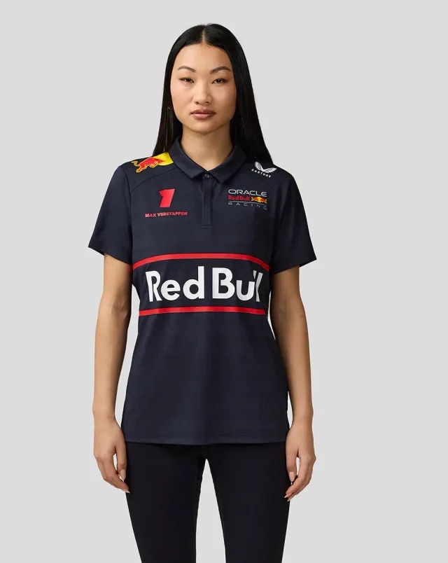 Castore Oracle Red Bull Racing Womens Teamline Max Verstappen Short Sleeve Polo Shirt - Night Sky