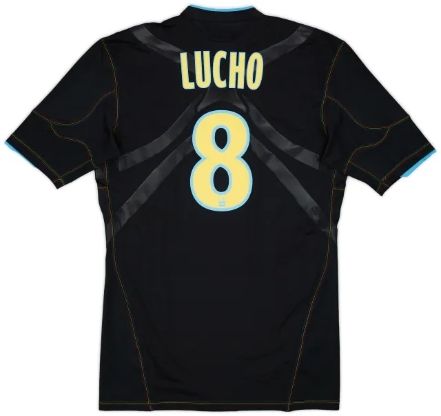 adidas 2010-11 Olympique Marseille Player Issue Techfit Third Shirt Lucho #8 - 8/10 - (XL)
