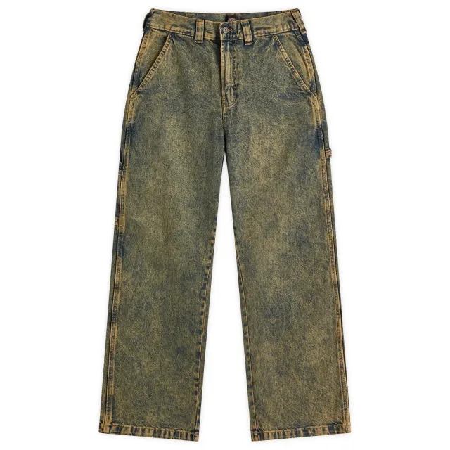 Dickies Men's Stevensville Loose Fit Carpenter Pants Yellow Fade Indigo
