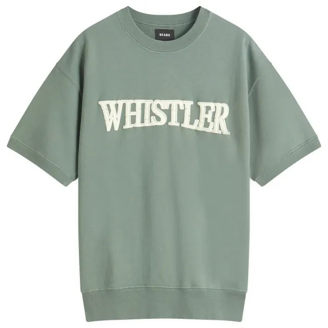 BEAMS Men's Print Short Sleeve Sweat Green