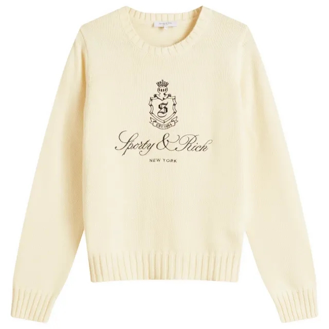 Sporty & Rich Women's Vendome Knitted Jumper Ecru