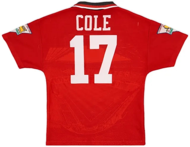 Umbro 1994-96 Manchester United Home Shirt Cole #17 - 6/10 - (L.Boys)