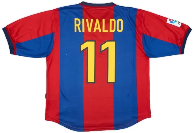 Nike 1998-00 Barcelona Home Shirt Rivaldo #11 - 7/10 - (L)