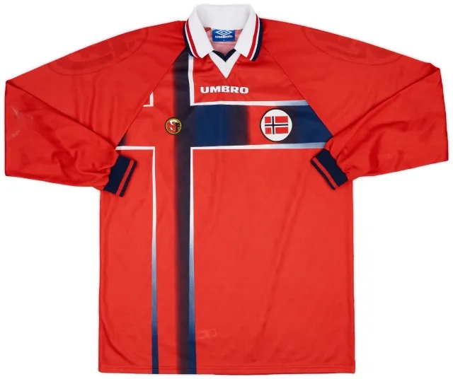 Umbro 1997-98 Norway Match Issue Home L/S Shirt #17