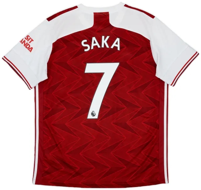 adidas 2020-21 Arsenal Home Shirt Saka #7 - 7/10 - (L)