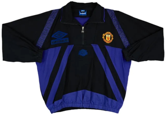 1992-93 Manchester United Umbro 1/4 Zip Sweat Top - 8/10 - (XL)