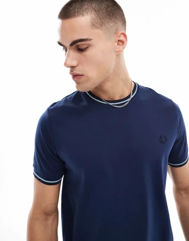 Fred Perry Twin Tipped T-Shirt In Dark Blue-Navy