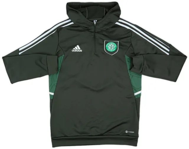 2022-23 Celtic adidas 1/4 Zip Hooded Drill Top - 8/10 - (M)