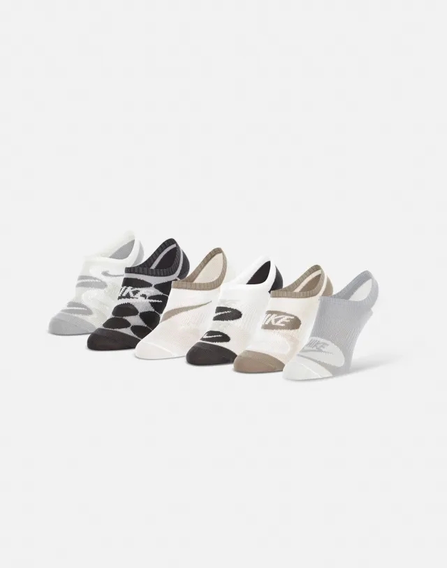 Women's Nike Everyday 6 Pack Lightweight No-Show Socks in Grey