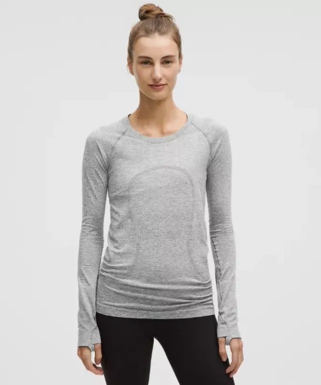 lululemon IE lululemon – Women's Swiftly Tech Long-Sleeve Shirt 2.0 Hip Length – Color White/Grey – Size 20