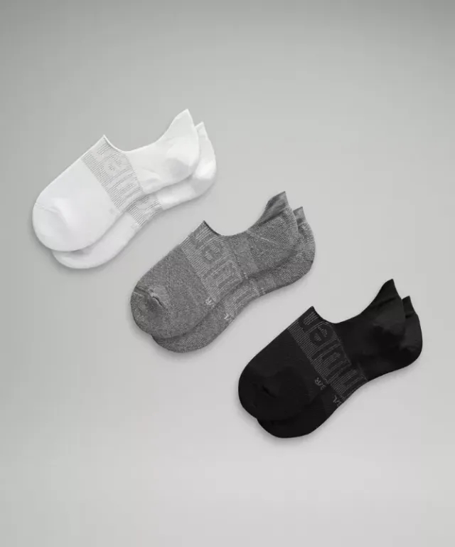 lululemon IE lululemon – Men's Power Stride No-Show Socks with Active Grip 3 Pack – Color White/Grey/Black – Size XL