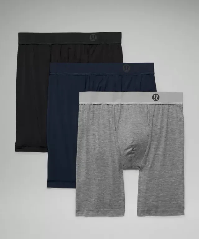 lululemon IE lululemon – Men's Always In Motion Long Boxer Briefs 3 Pack – 7 – Color Black/Grey/Blue – Size 2XL