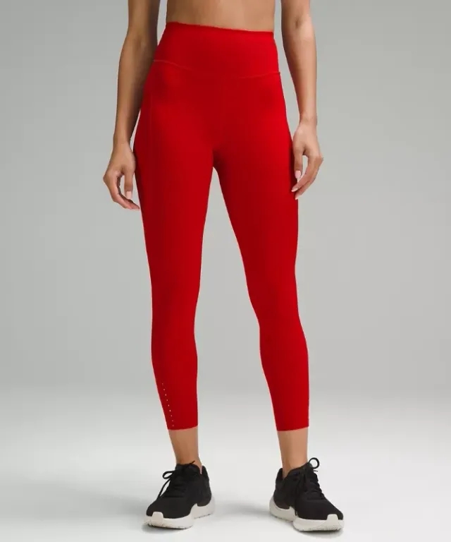 lululemon IE lululemon – Women's Fast and Free High-Rise Tight Leggings 25” Pockets – Color Dark Red/Neon/Red – Size 8