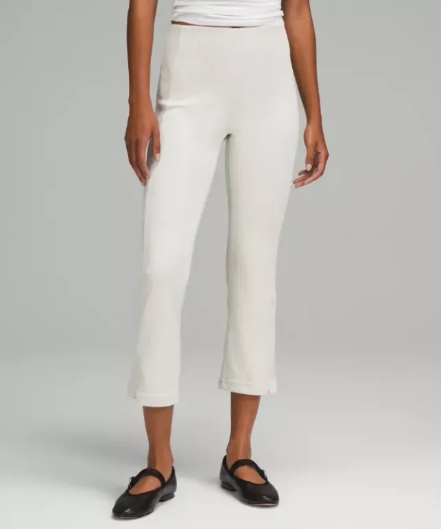 lululemon IE lululemon – Women's Ribbed Softstreme Zip-Leg High-Rise Cropped Pants – 25 – Color White – Size 14