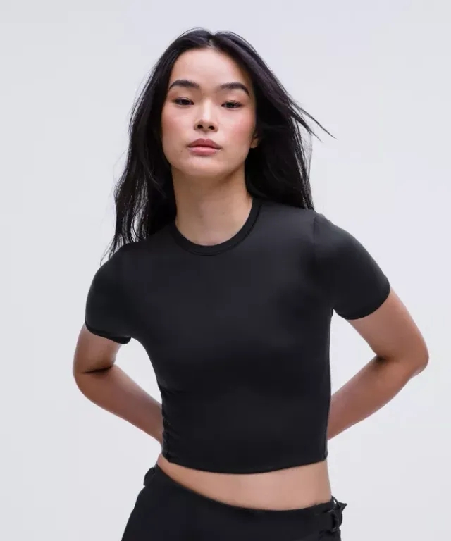 lululemon IE lululemon – Women's Wundermost Ultra-Soft Nulu Crewneck Cropped T-Shirt – Color Black – Size XS