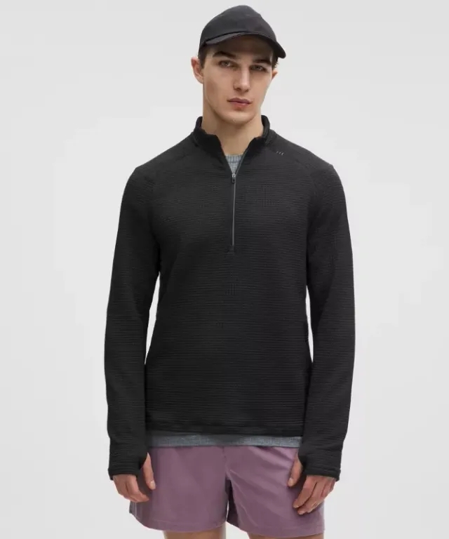 lululemon IE lululemon – Men's Waffle-Knit Half Zip Sweatshirt – Color Black – Size S