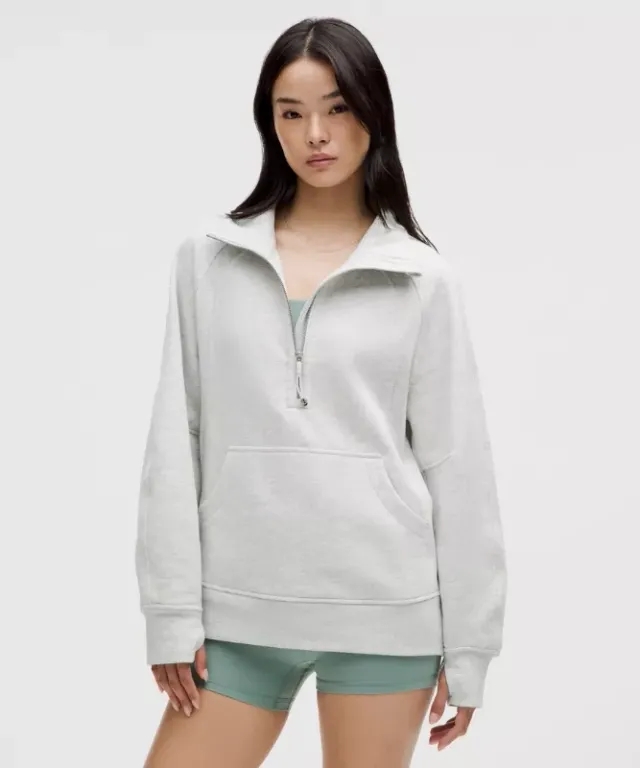 lululemon IE lululemon – Women's Scuba Oversized Funnel-Neck Half Zip Sweatshirt Long – Color Light Grey/Grey – Size XS/S