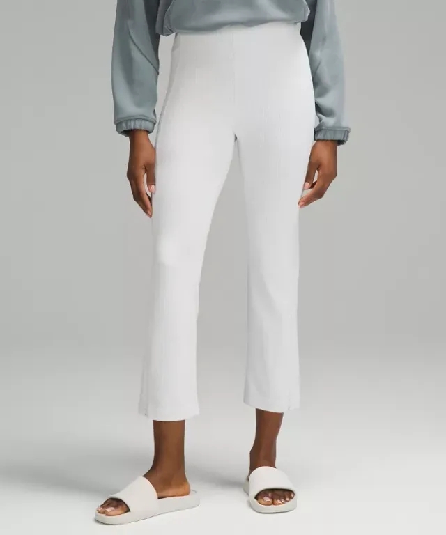 lululemon IE lululemon – Women's Ribbed Softstreme Zip-Leg High-Rise Cropped Pants – 25 – Color White – Size 8