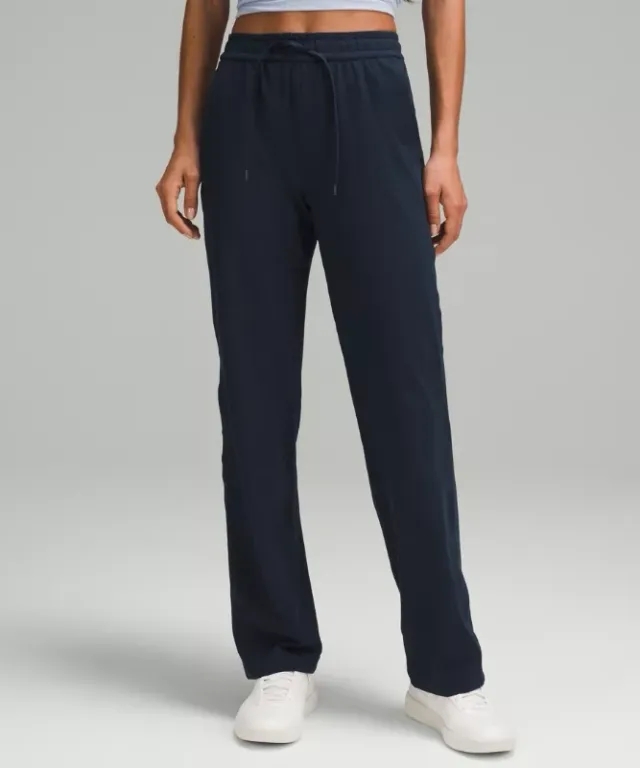 lululemon IE lululemon – Women's Soft Jersey Straight-Leg Mid-Rise Pants Regular – Color Blue – Size 14