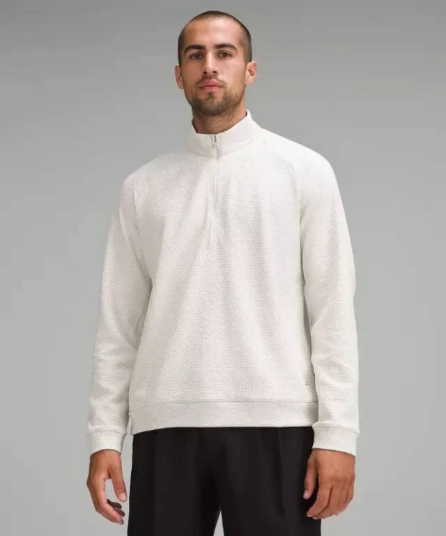 lululemon IE lululemon – Men's Textured Double-Knit Half Zip Sweatshirt – Color Black/White – Size XS