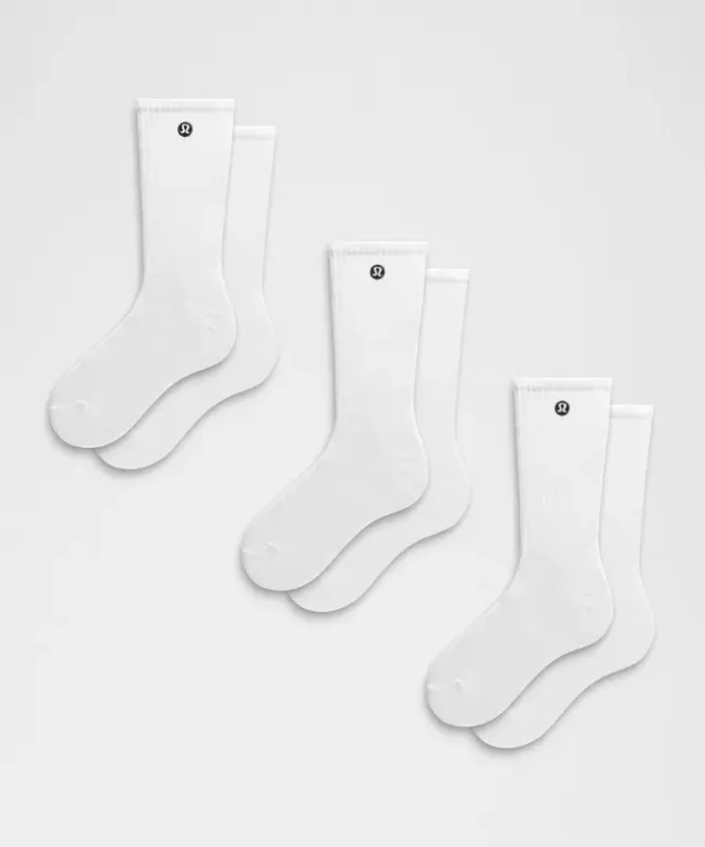 lululemon IE lululemon – Men's Unisex Daily Essential Crew Socks 3 Pack – Color White – Size XL