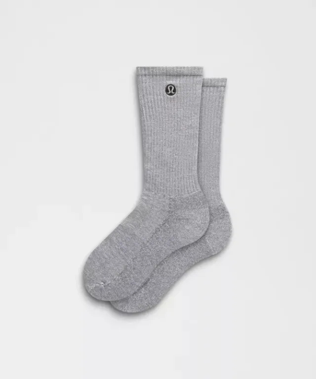 lululemon IE lululemon – Men's Unisex Daily Essential Crew Socks – Color Light Grey/Grey – Size XL