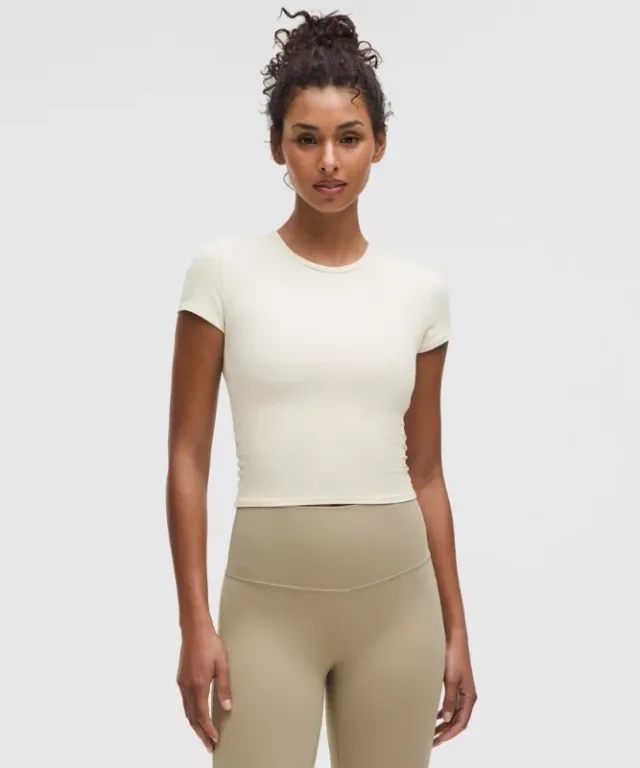 lululemon IE lululemon – Women's All It Takes Back-Twist Ribbed Short-Sleeve Shirt – Color White – Size 8