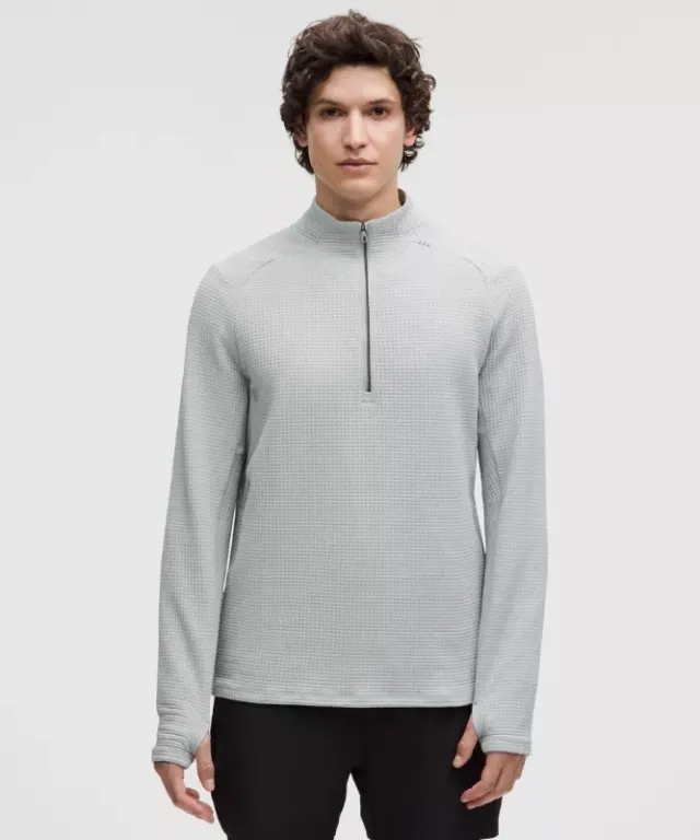 lululemon IE lululemon – Men's Waffle-Knit Half Zip Sweatshirt – Color Silver/Grey – Size 2XL