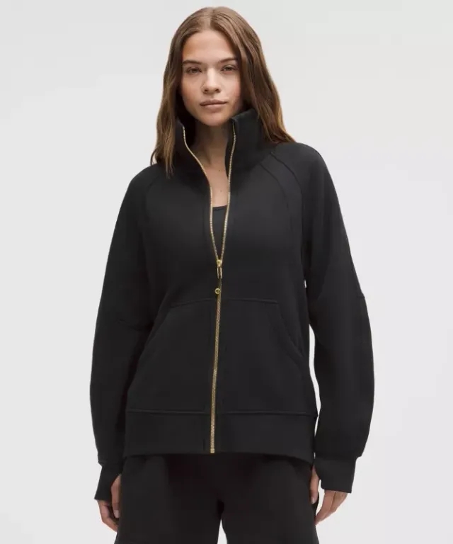 lululemon IE lululemon – Women's Scuba Oversized Funnel-Neck Full Zip Hoodie – Color Black/Gold – Size XS/S