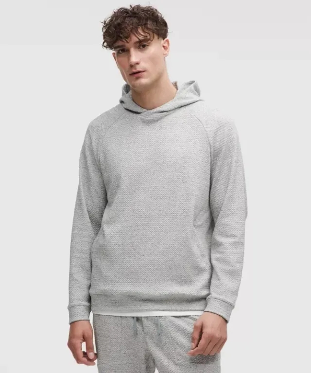 lululemon IE lululemon – Men's Textured Double-Knit Hoodie – Color Light Grey/Black/Grey – Size 2XL