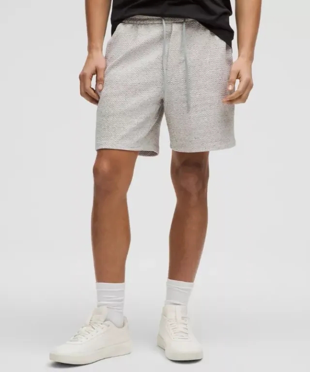 lululemon IE lululemon – Men's Textured Double-Knit Shorts – 7 – Color Light Grey/Black/Grey – Size 2XL