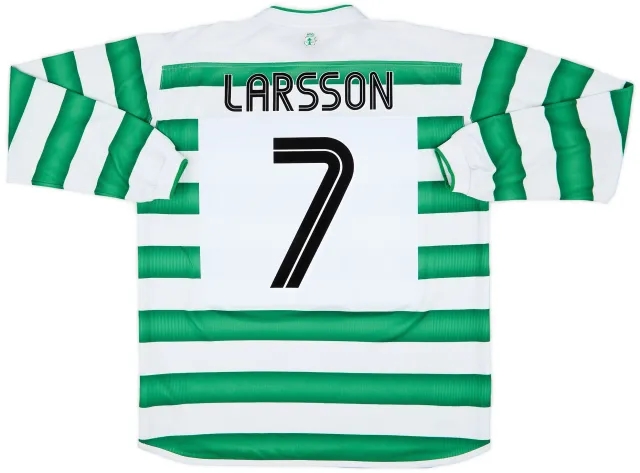 Umbro 2003-04 Celtic Home L/S Shirt Larsson #7 - 6/10 - (L)