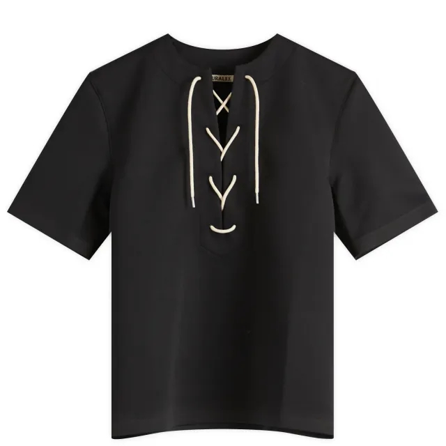 Auralee Women's Wetsuit Jersey Lace Up T-Shirt Black