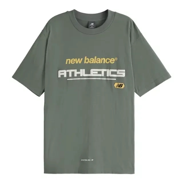 New Balance Men's Street Classics Athletics T-Shirt in Green Cotton Jersey