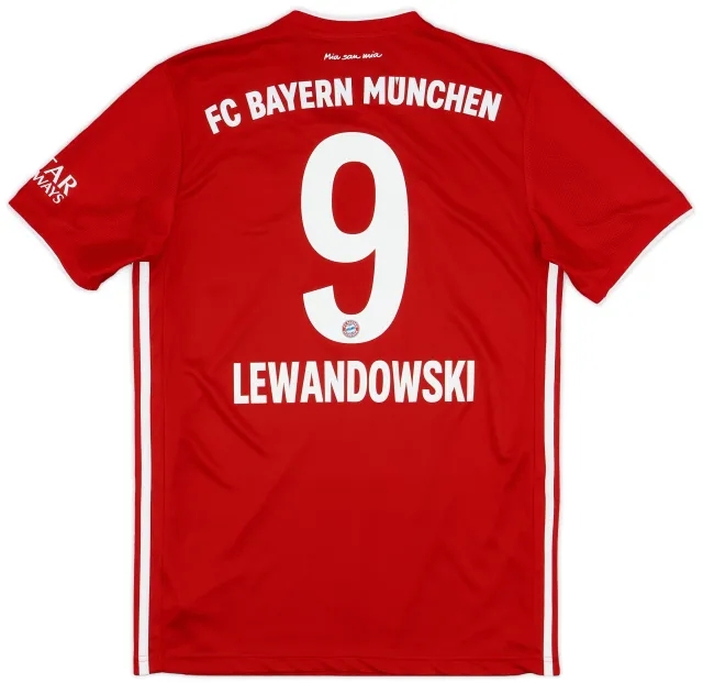 adidas 2020-21 Bayern Munich Home Shirt Lewandowski #9 - 7/10 - (M)