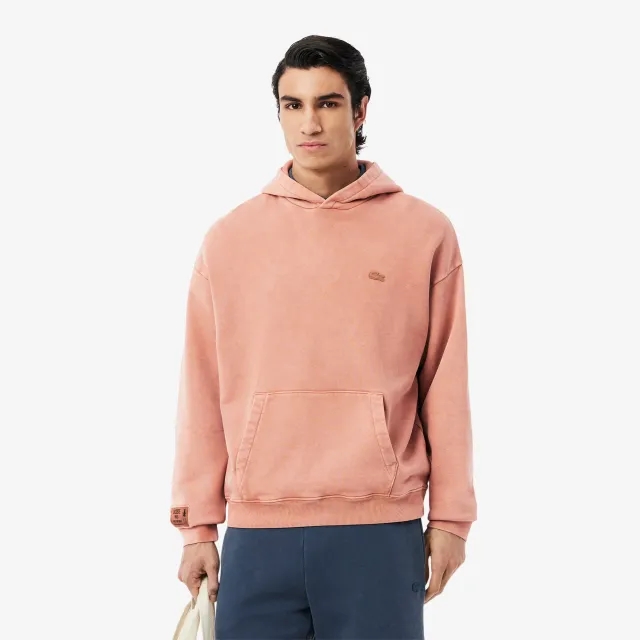 Lacoste Washed Effect Hoodie - Terracotta Brown