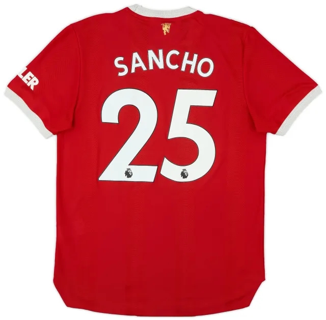 adidas 2021-22 Manchester United Authentic Home Shirt Sancho #25 - 7/10 - (M)