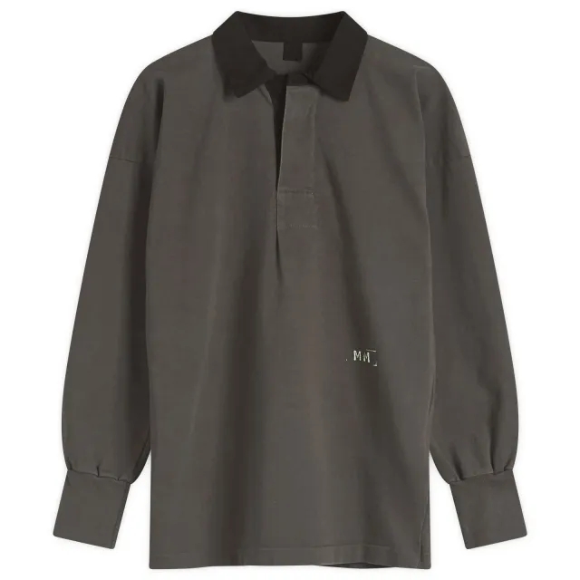 Maison Margiela Women's Long Sleeve Polo Top with Logo Anthracite
